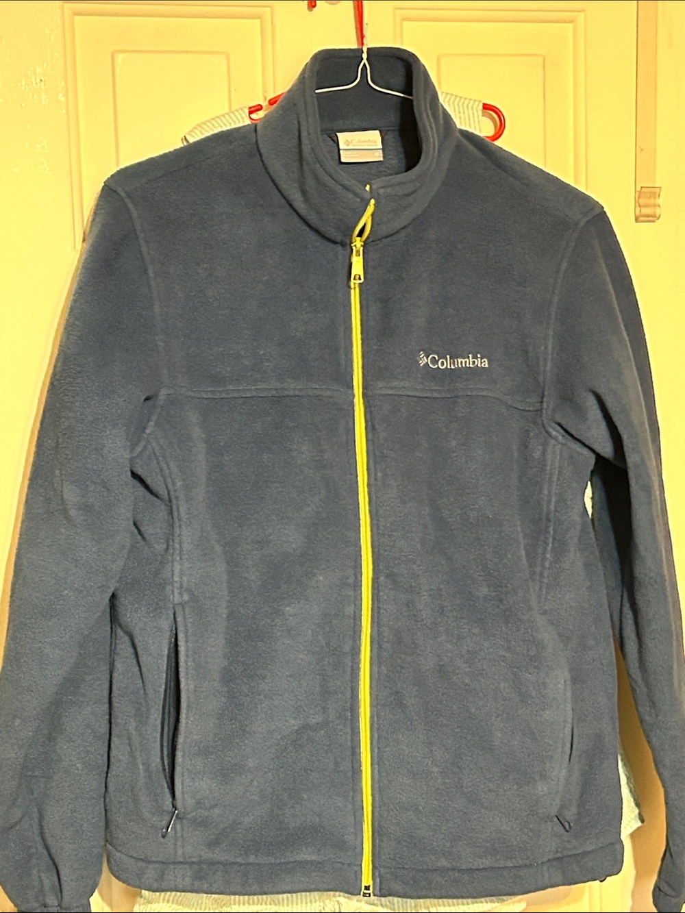 Columbia Kids Navy Fleece Jacket with Yellow Zipper